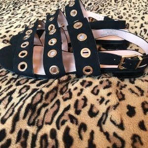 TopShop Black w| Gold grommet hole Sandals